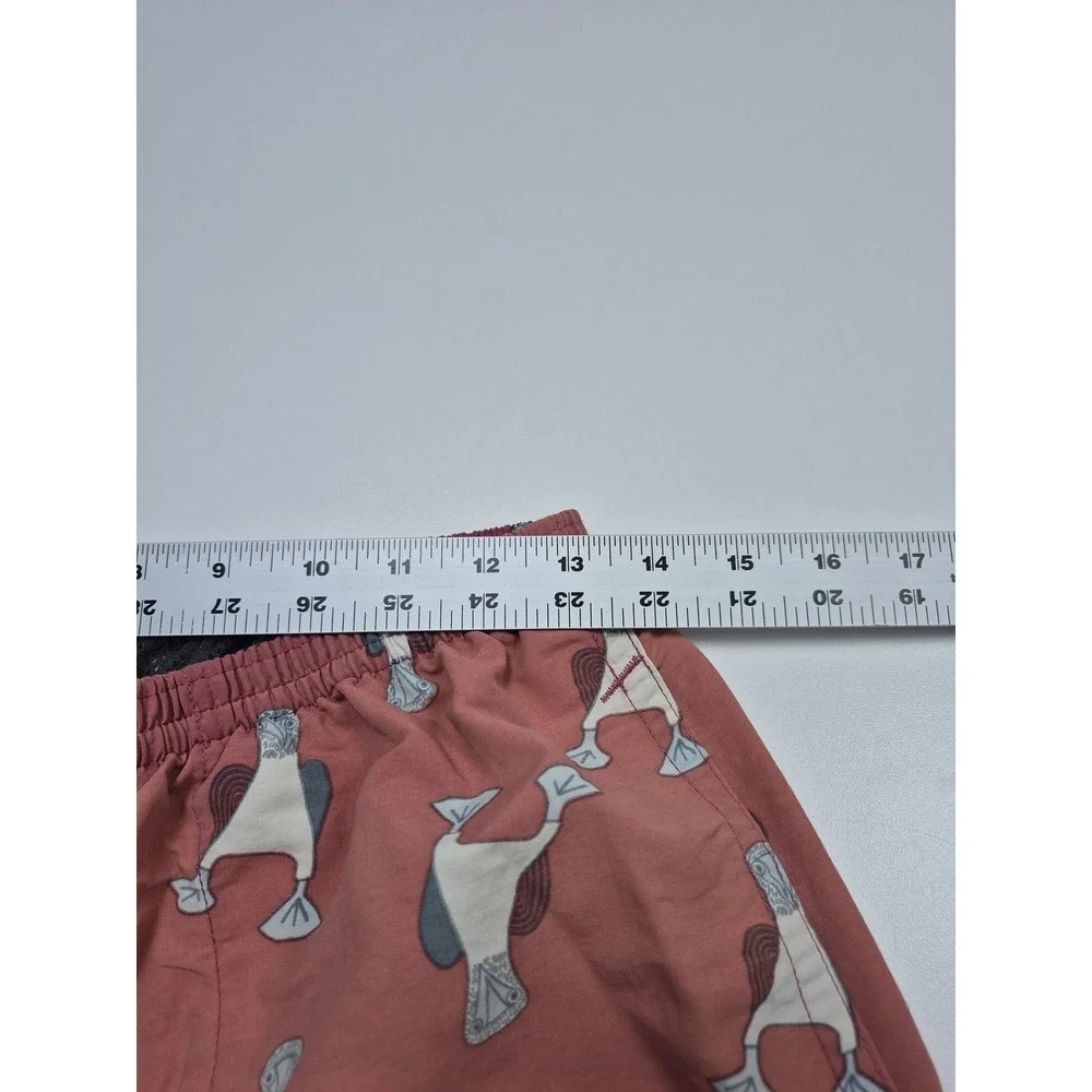 Patagonia Baggies Shorts Mens Medium Pink Fish Print Swim Trunks Lined FLAW